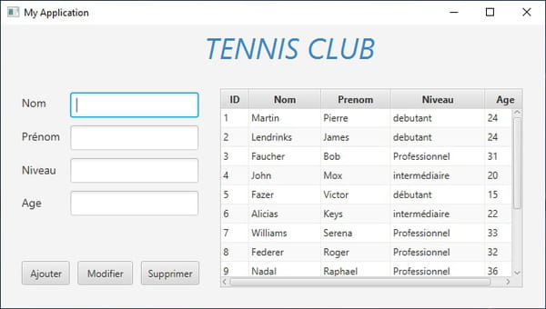 Code Java Pour Ajouter Dans Une Base De Données Java : Organisation d'un club de tennis - CodeS SourceS