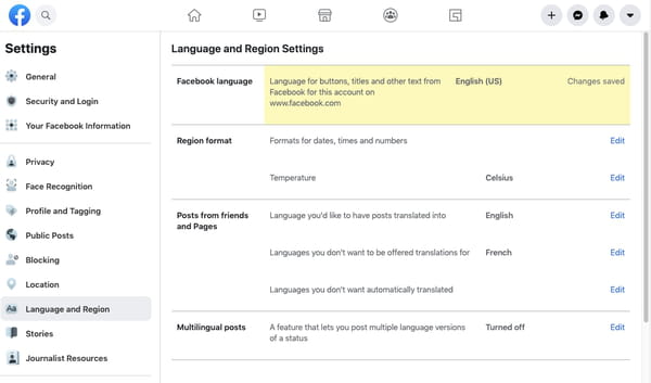 Facebook en français : comment changer la langue