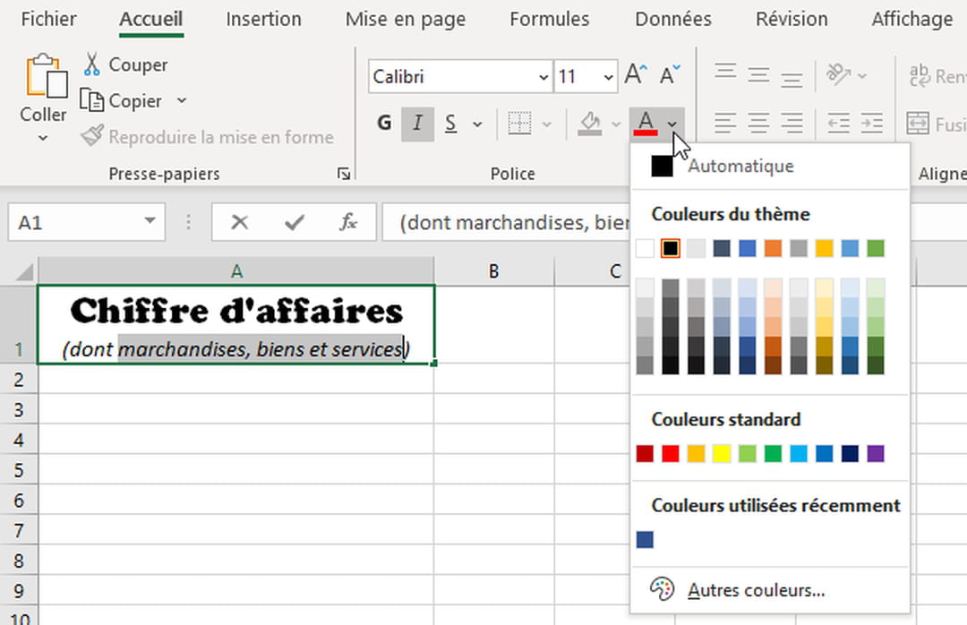 Aller à la ligne dans une cellule Excel