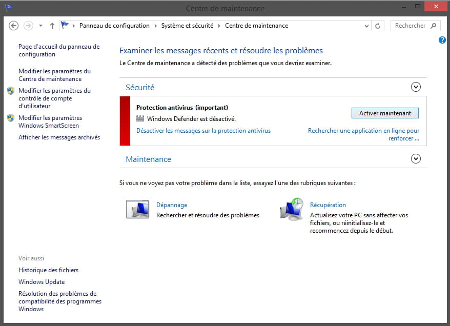 comment activer windiws defender sur wi,dows 8