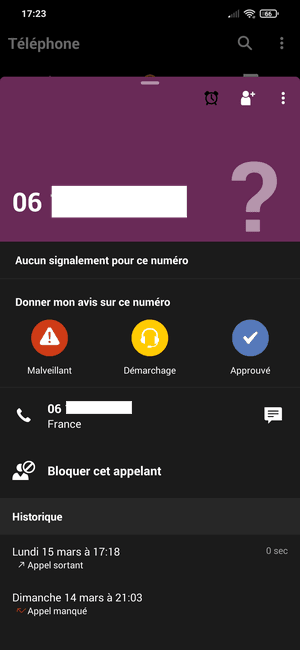 Comment bloquer le numéro et appel indésirable ou inconnu