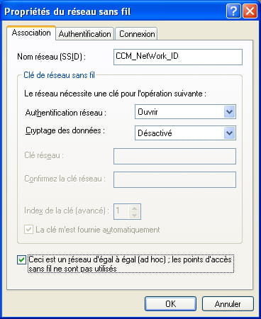 Création du réseau ad hoc
