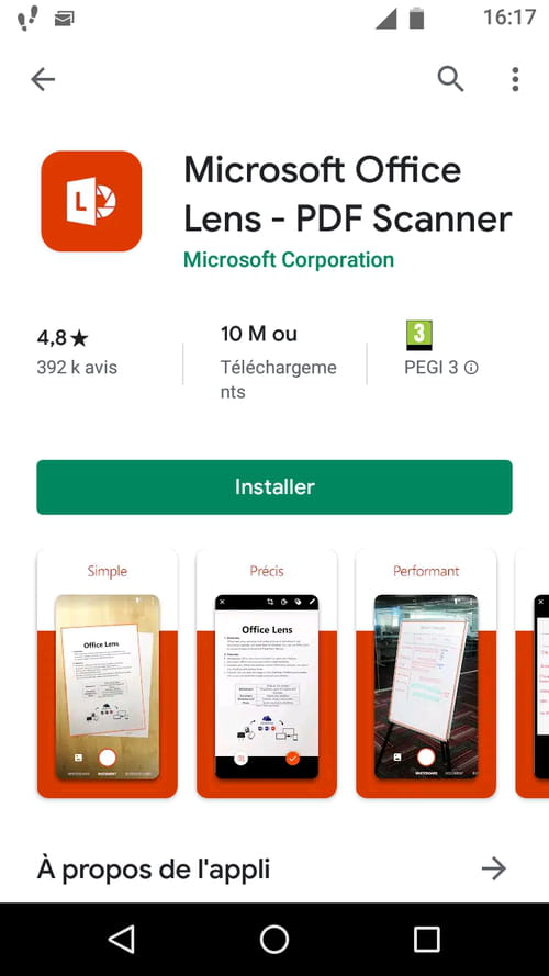 Numériser un document à partir d'une photo de smartphone avec Office Lens 190910_-_1_Appli_Android