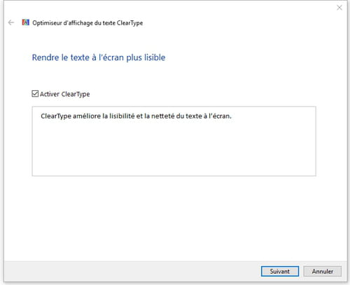 Désactiver ClearType sous Windows 10