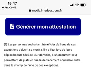 attestation de déplacement