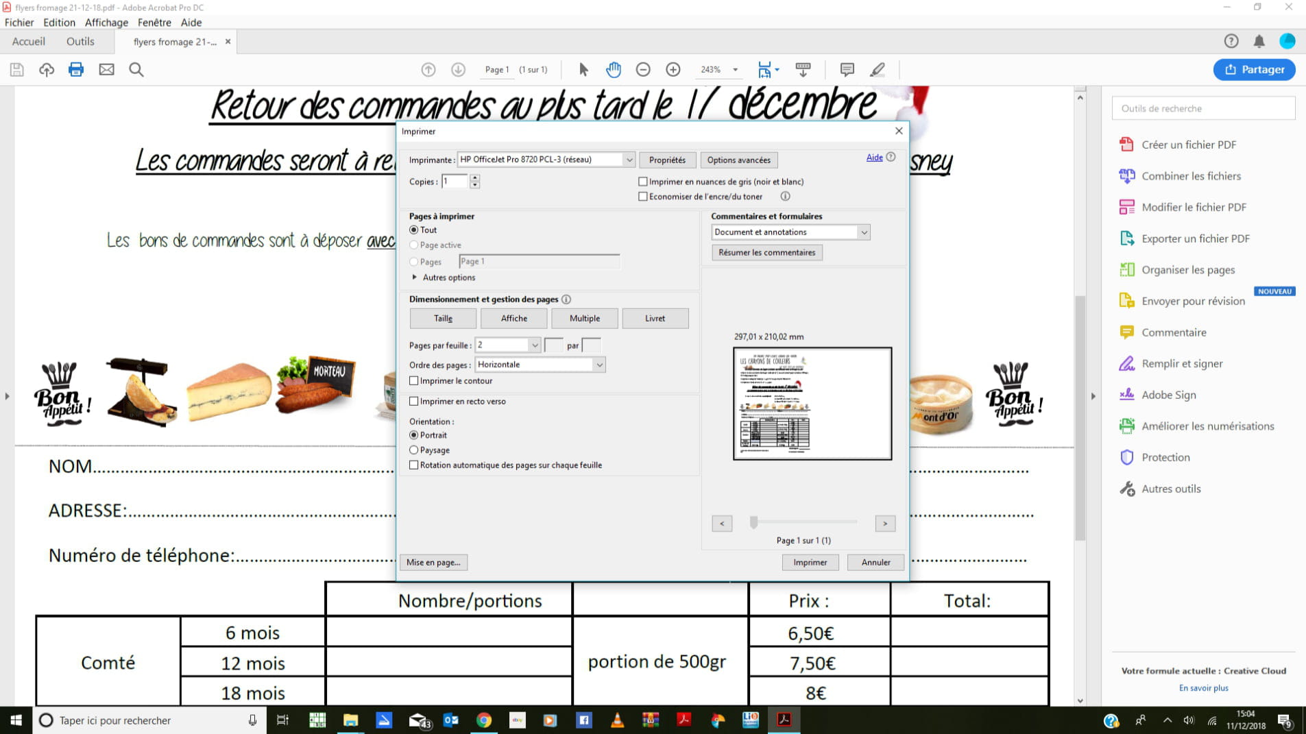 Comment imprimer 2 A5 sur un format A4 sur adobe