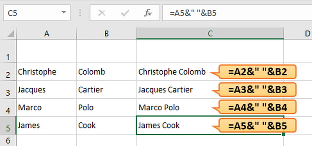 Concaténer Excel comment fusionner des cellules