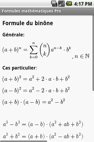 Fórmulas matemáticas para Android