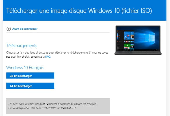 Télécharger l'image ISO de Windows 10