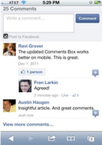 Le plugin « commentaires » de Facebook disponible pour les sites web mobiles