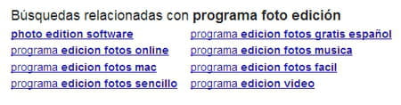 Las búsquedas asociadas en Google