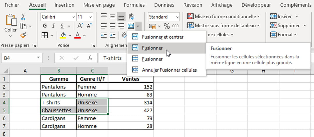 Concaténer Excel : comment fusionner des cellules