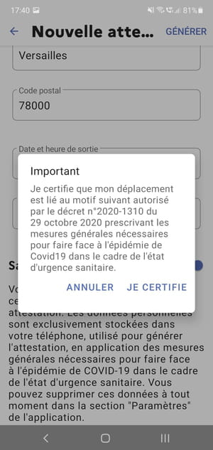 Télécharger et utiliser l'attestation de déplacement sur smartphone (Covid-19)