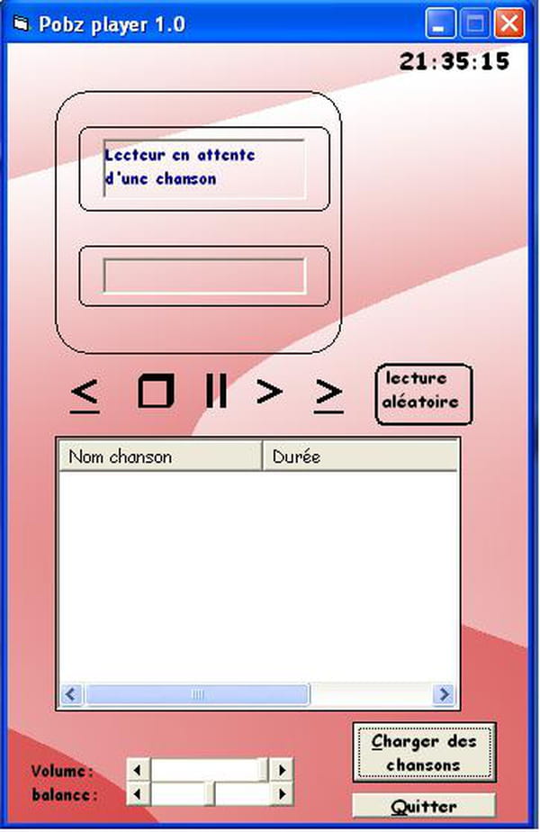 Visual Basic / Pobz player 1.0 c'est un petit lecteur mp3